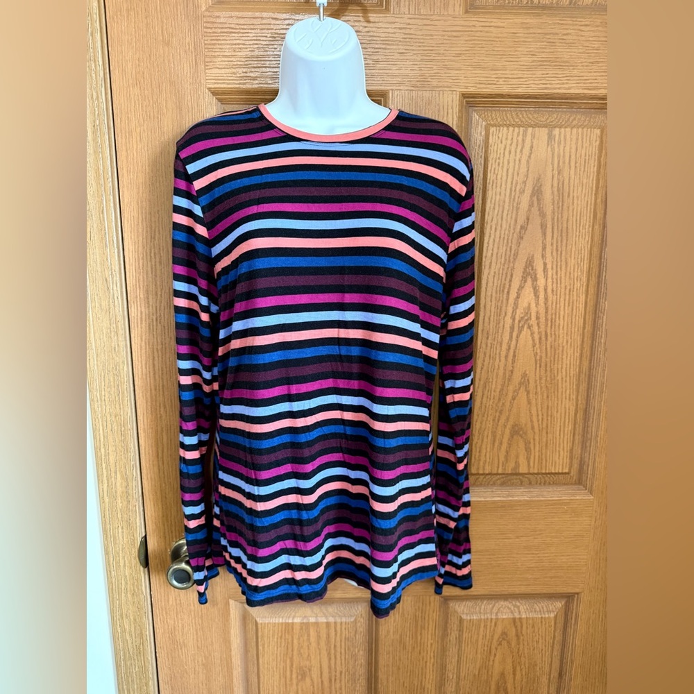 Cuddl Duds Softwear Stretch long sleeve layering crew top womens Sz XL striped